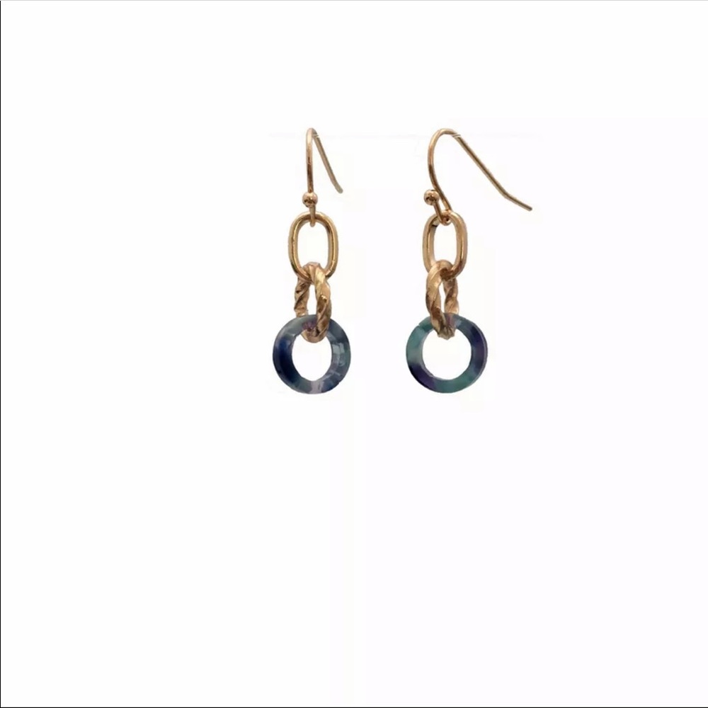 ✨ Dainty Blue Tortoise Gold Dangle Earrings